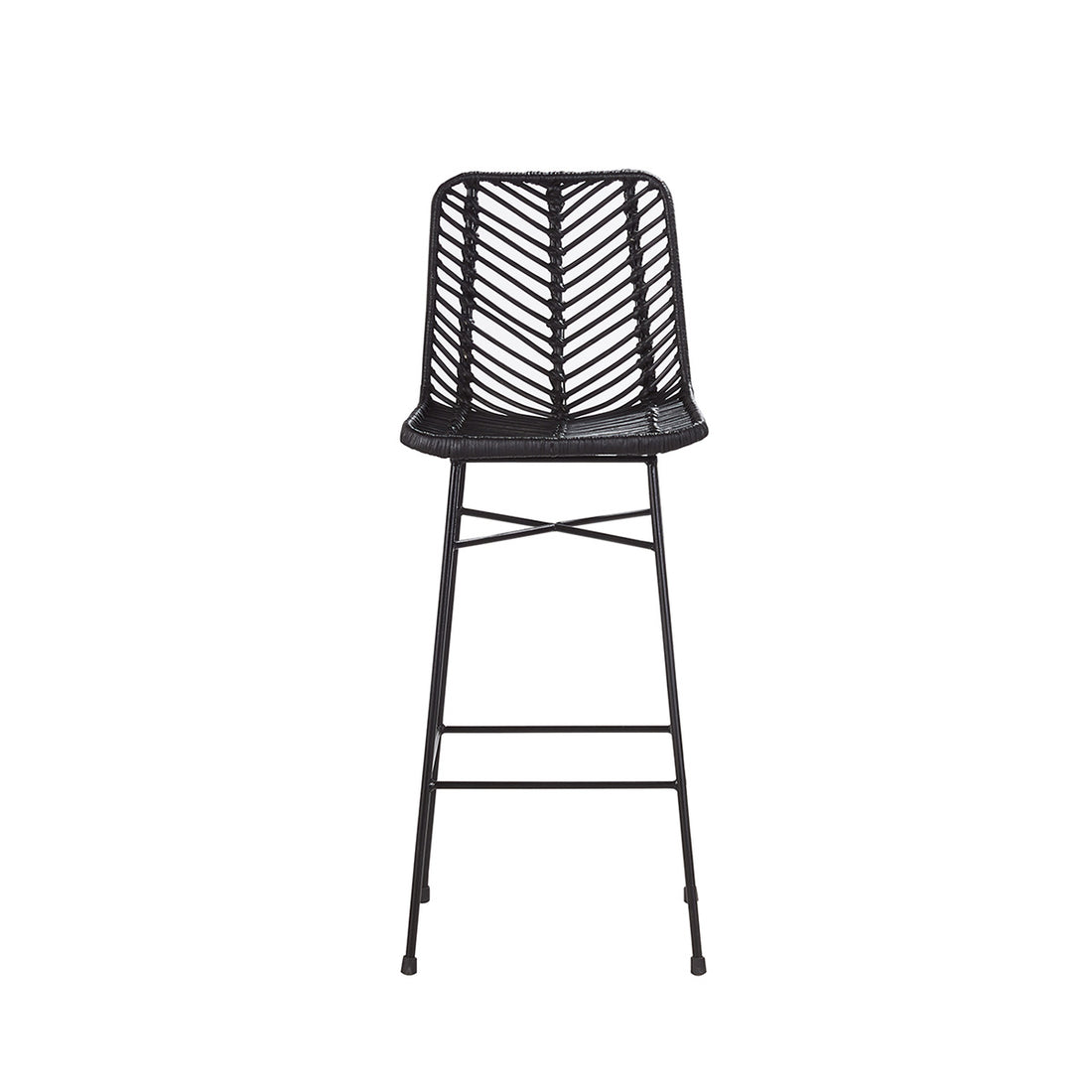 BOHEMA - Taburete de ratán y metal negro