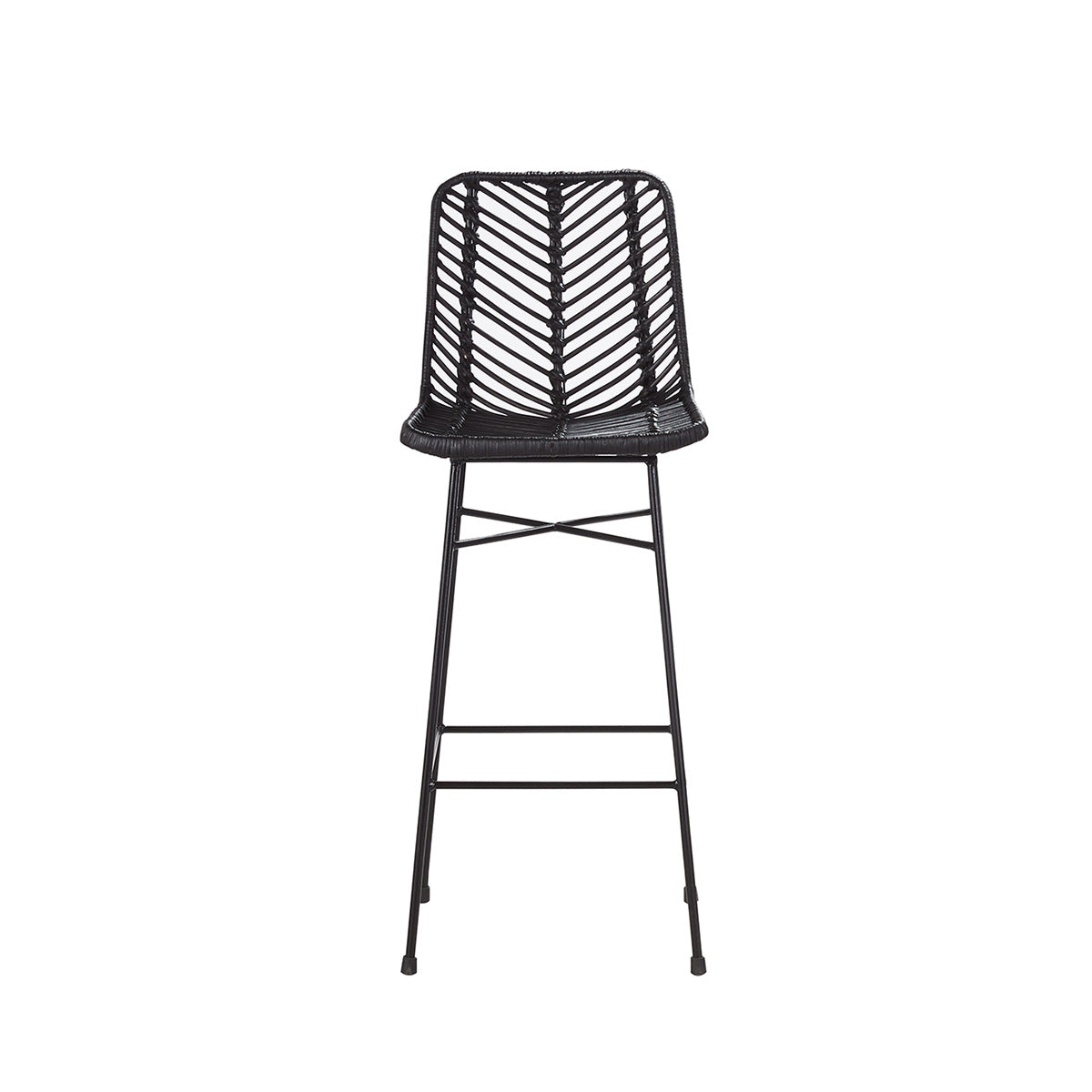 BOHEMA - Taburete de ratán y metal negro