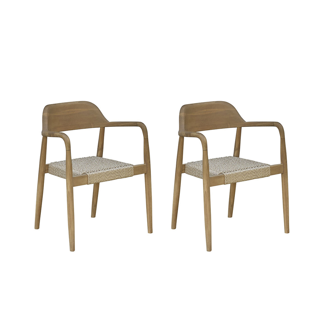 ALIZÉ - Sillón de jardín de teca maciza y cuerda (lote de 2)