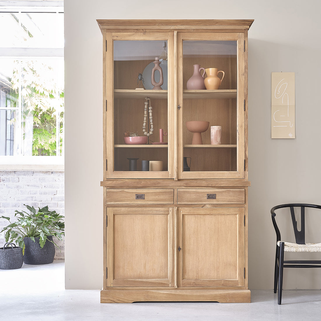 BOSTON - Vajillero de teca maciza 120 cm