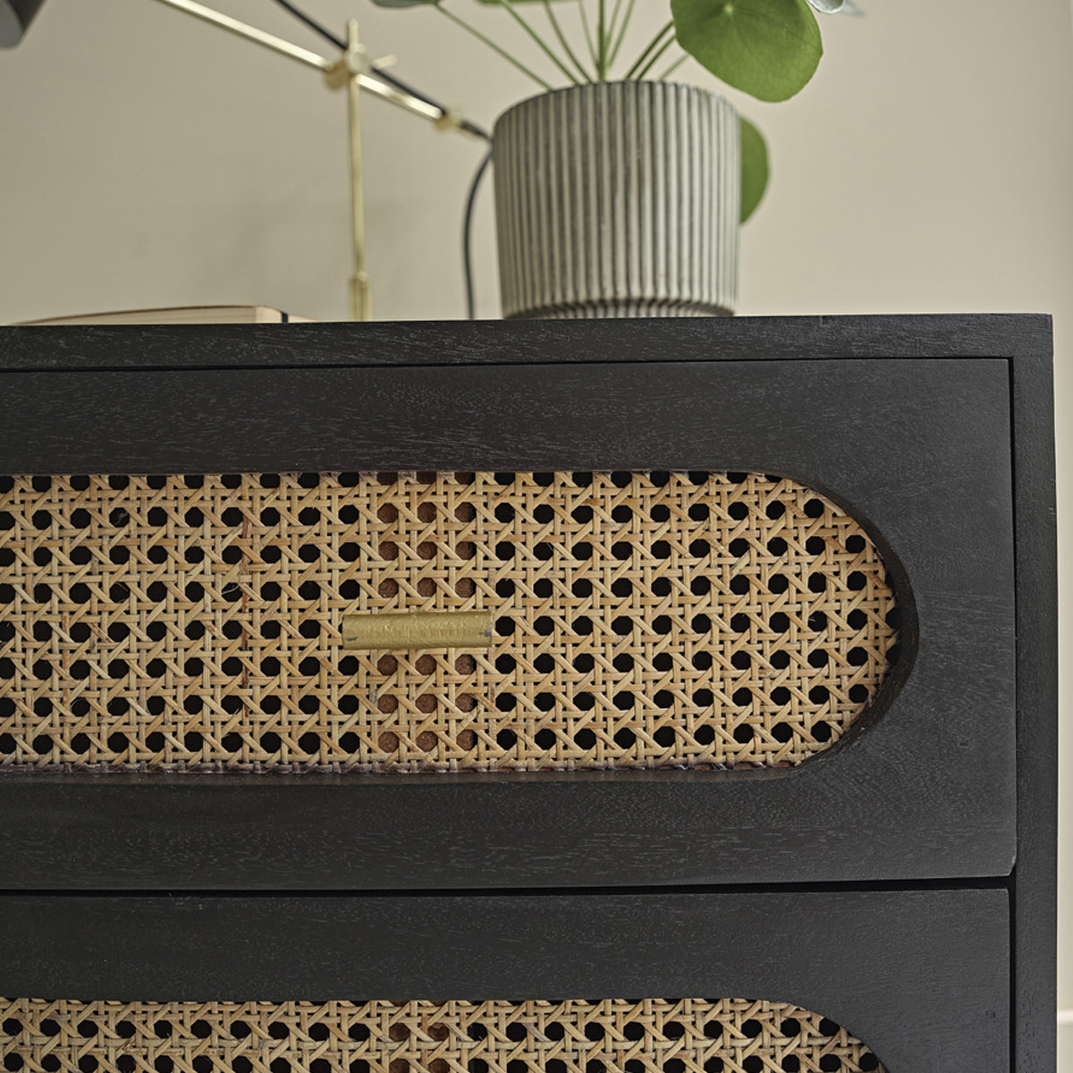 ZULMA - Mesita de noche de mango macizo y rejilla de 45 cm