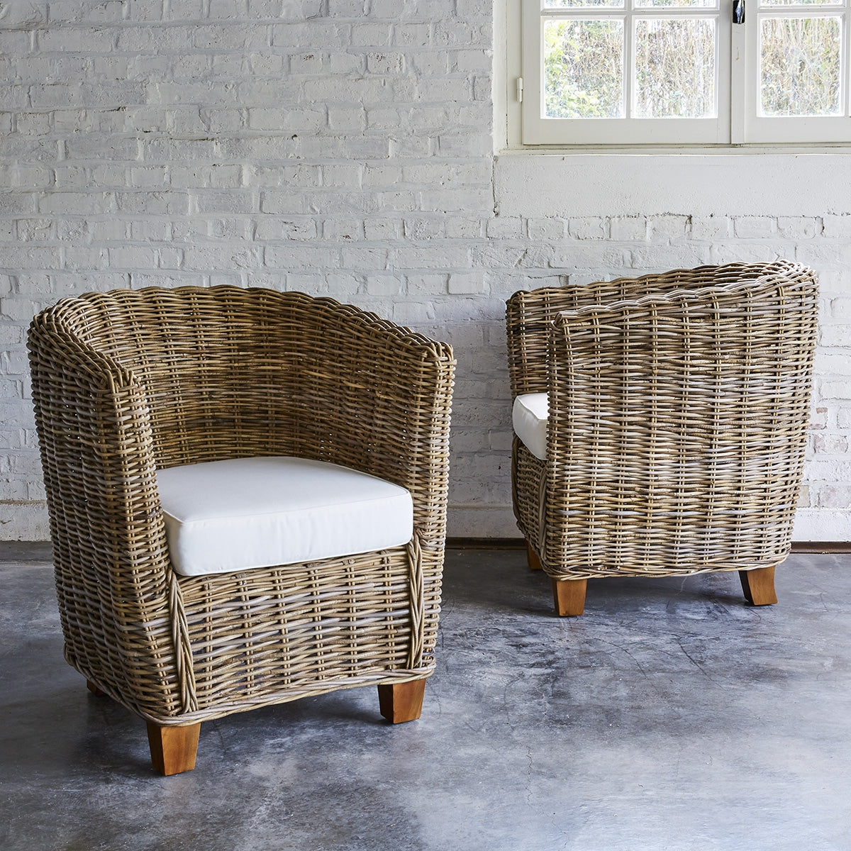 MUSA - Sillón de jardín de kubu natural (lote de 2)