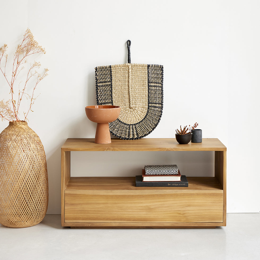 NIDO - Mueble de TV de teca maciza 90 cm