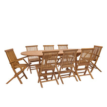 Salón de exterior extensible de teca maciza aceitada para 8/10 pers.