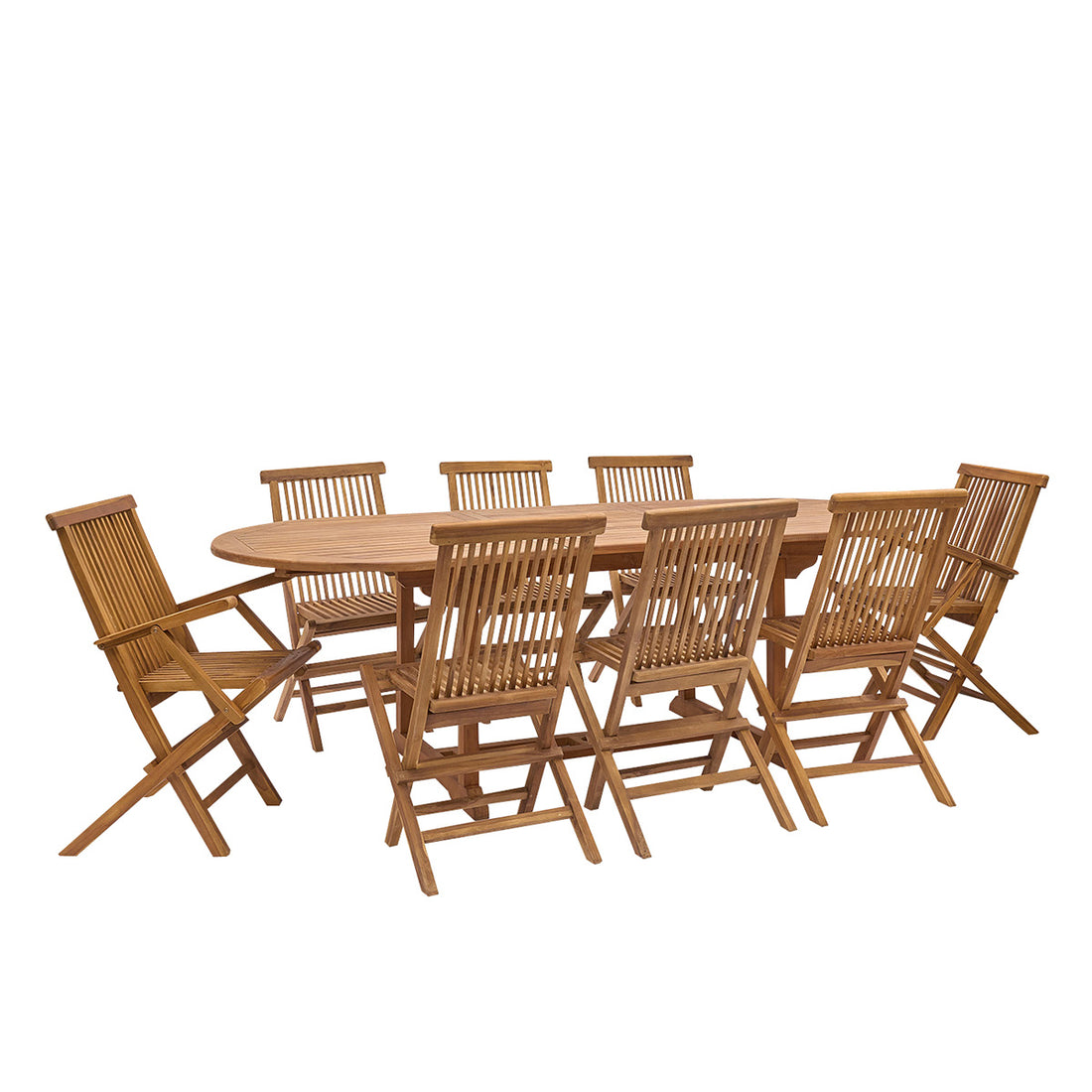 BALI - Salón de exterior extensible de teca maciza aceitada para 8/10 pers.