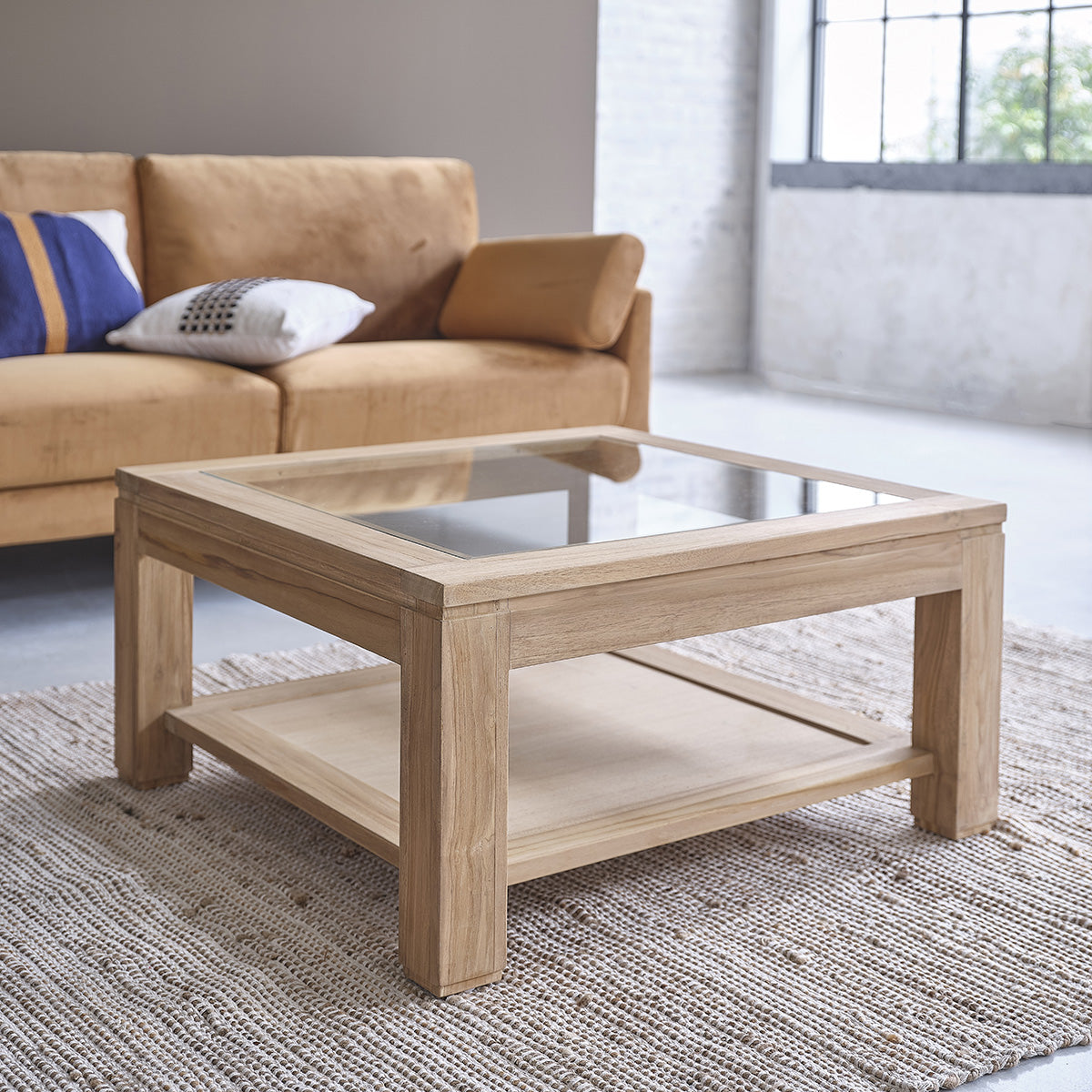 BOSTON - Mesa de centro de teca maciza 80 cm