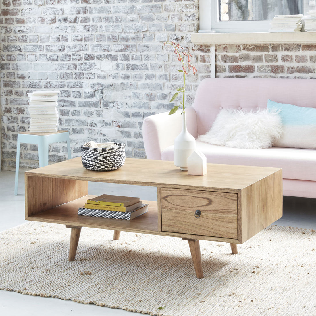 OSCAR - Mesa de centro de mindi macizo 120 cm