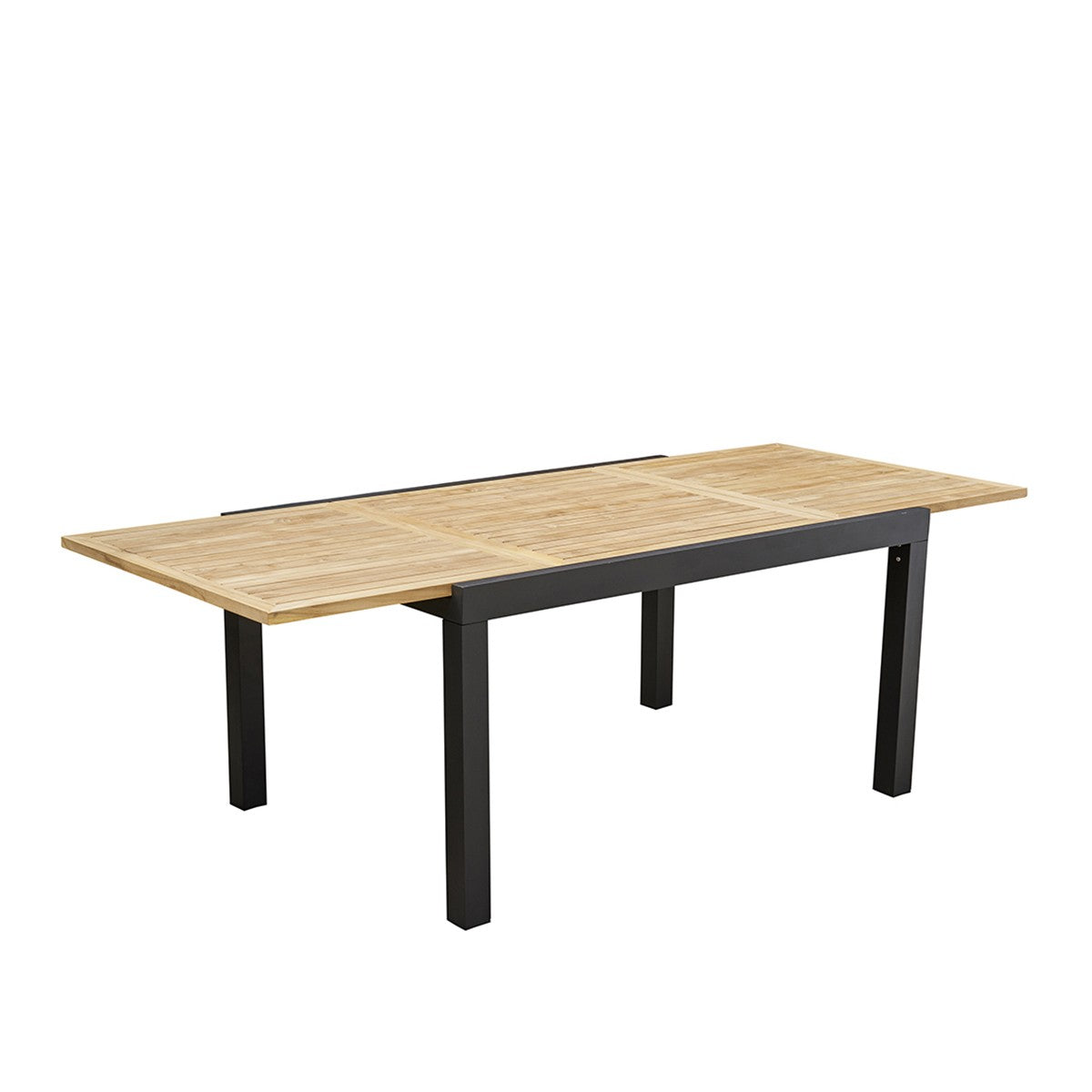 BALITECK - Mesa de exterior extensible de aluminio y teca para 6/10 pers.