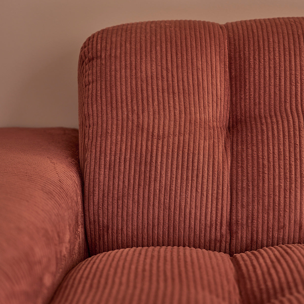 ALPHONSE - Sofá recto de 3 plazas en terciopelo terracota