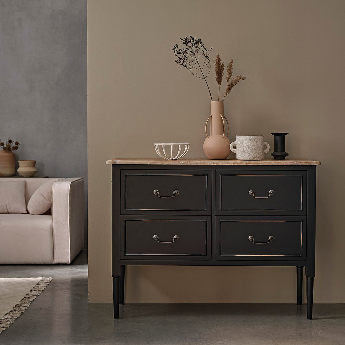 SOHO - Cómoda de caoba maciza de 120 cm