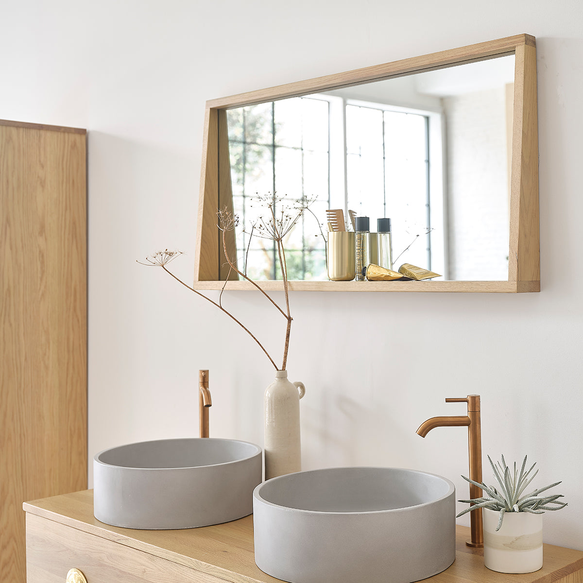 MAHAUT - Espejo rectangular de roble macizo 100x50 cm MAHAUT