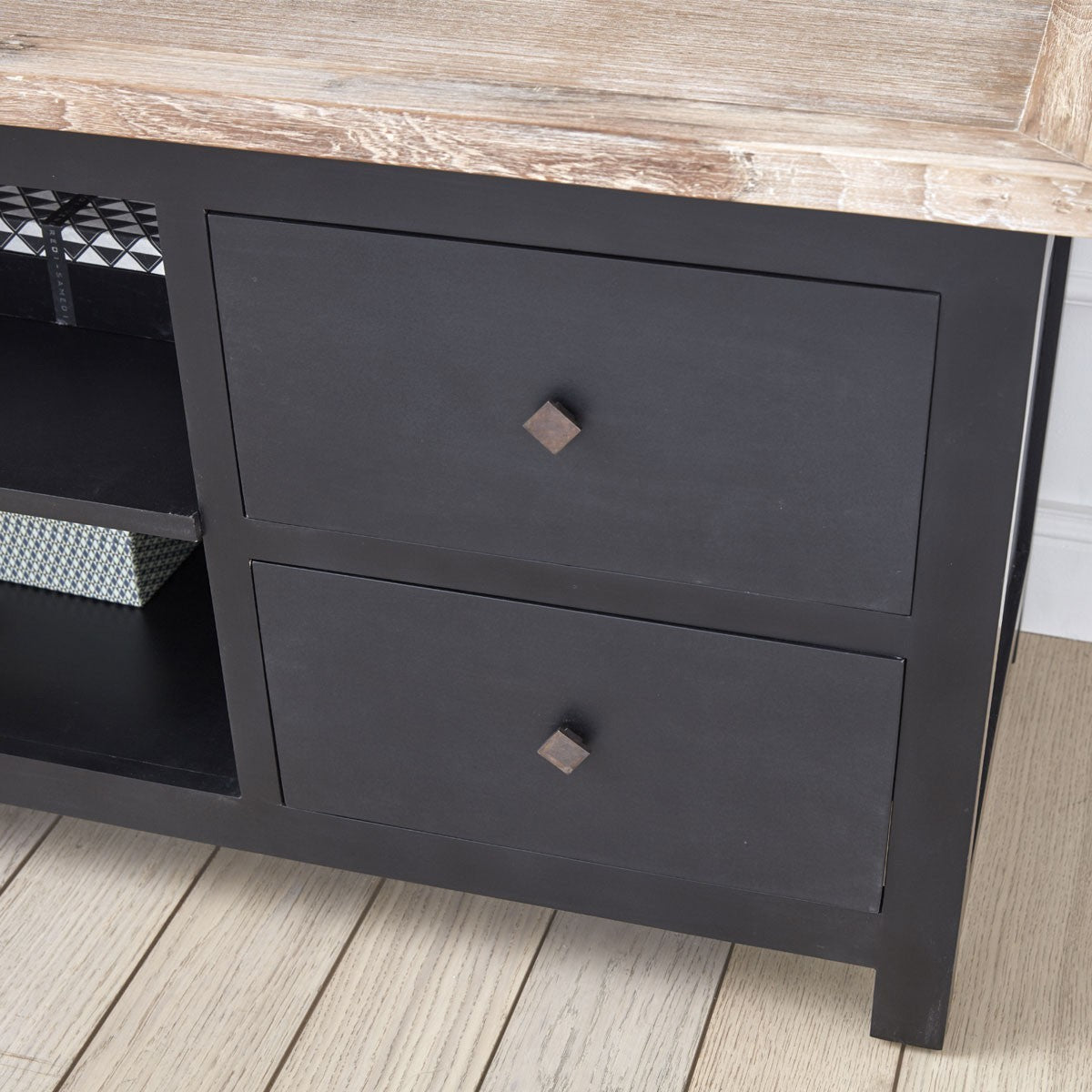 LONDRES - Mueble de TV de caoba y teca maciza 180 cm