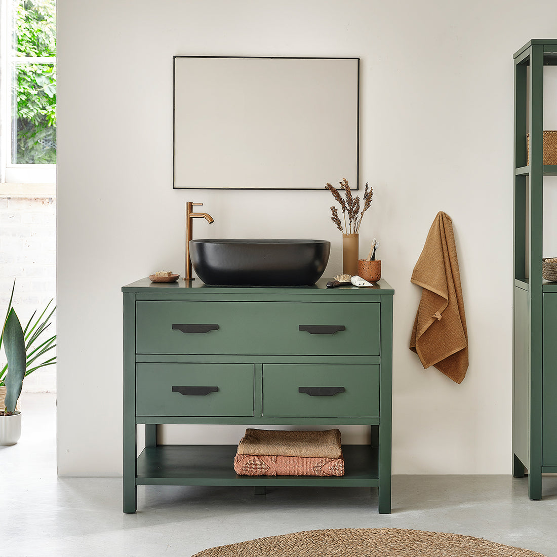 OLIVIA - Mueble para lavabo de acacia maciza de 90 cm OLIV