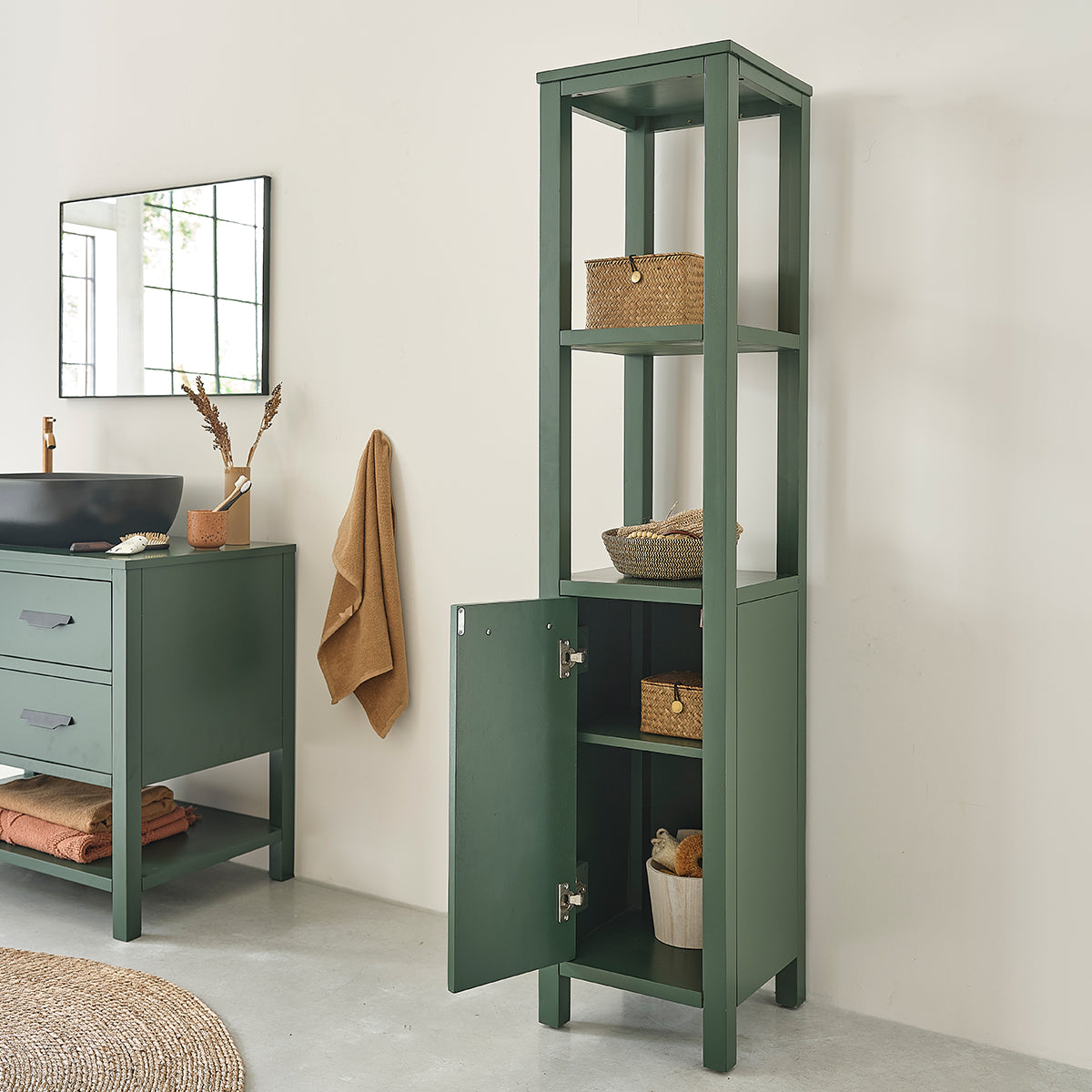 OLIVIA - Columna de baño verde de acacia 160 cm