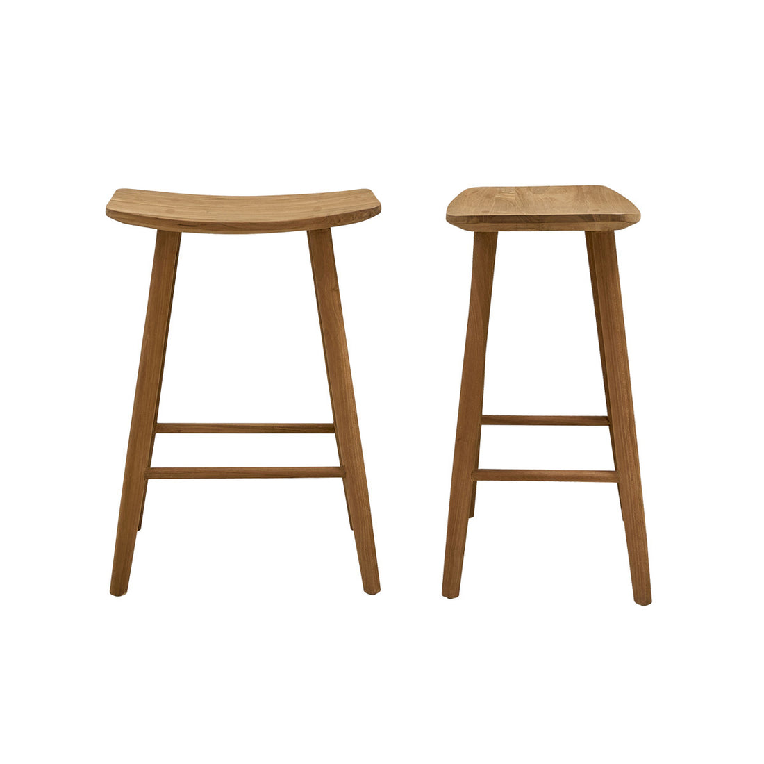 AMBRE - Juego de 2 taburetes de teca maciza de 65 cm