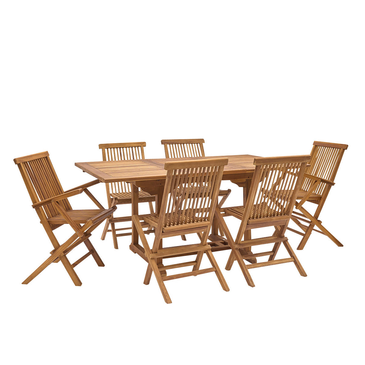 BALI - Salón de exterior extensible de teca maciza aceitada para 6/8 pers.