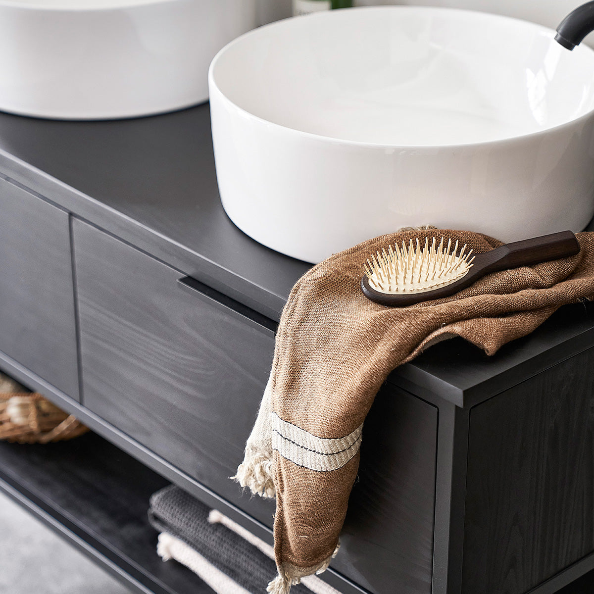 NEVEN - Mueble para lavabo de pino macizo y metal 120 cm