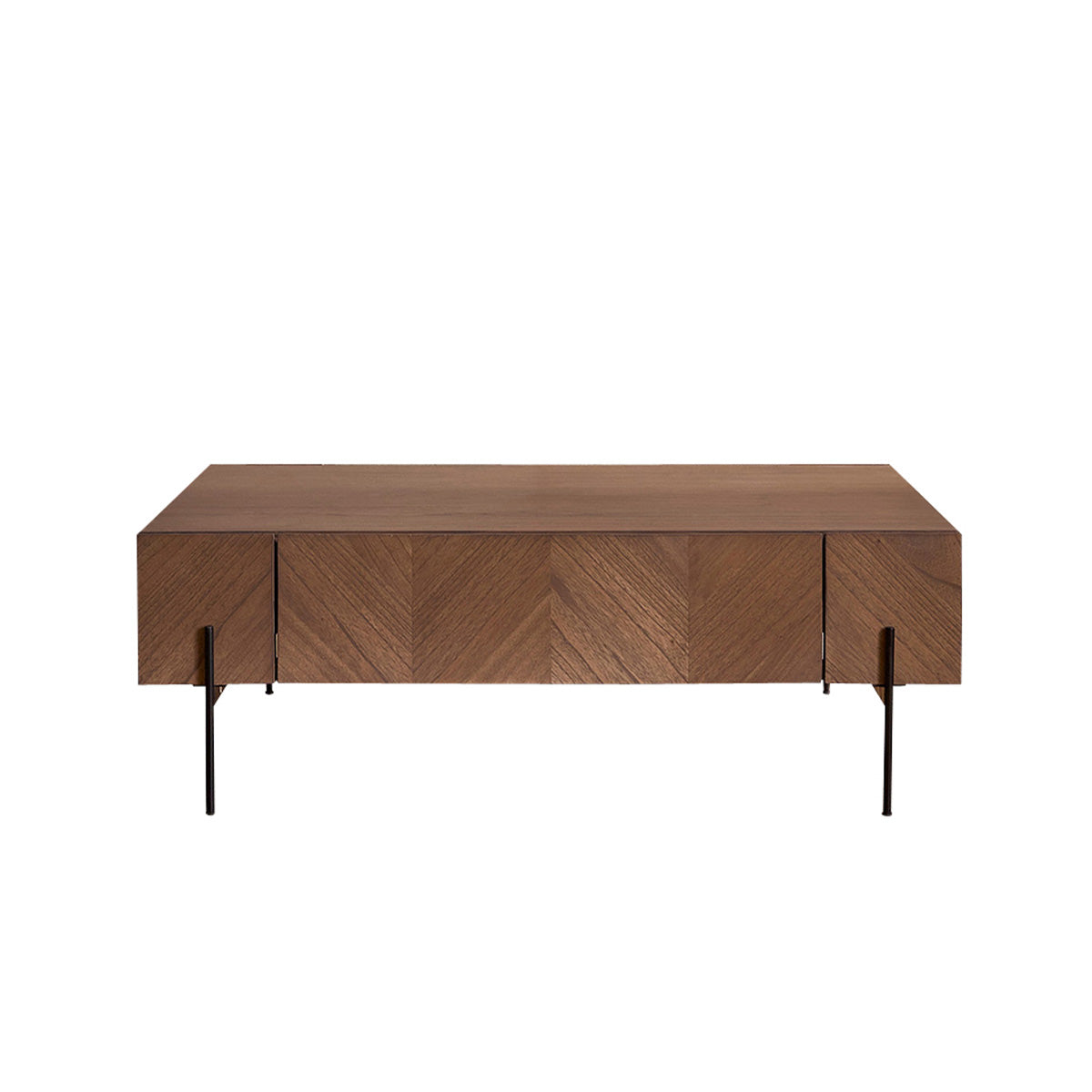 CALIX - Mesa de centro de mindi macizo y metal acabado nogal 120 cm