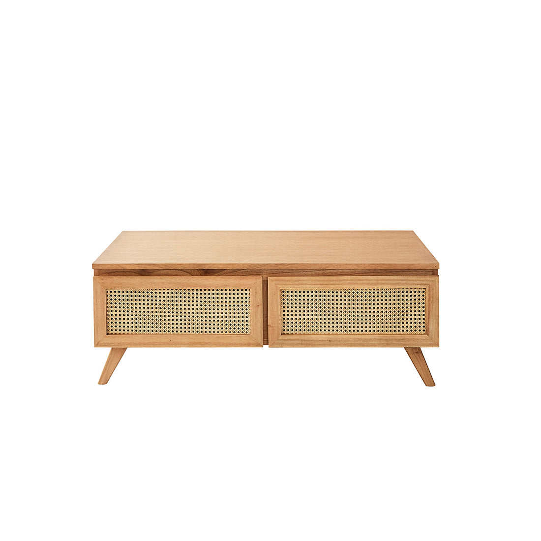 ISÉE - Mesita de centro de mindi macizo y rejilla 110 cm