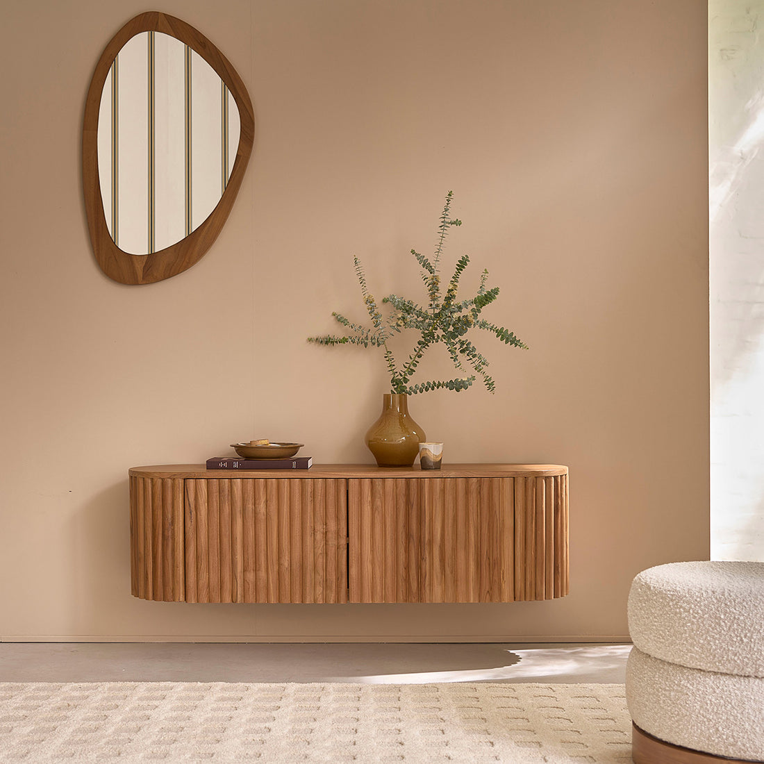 BELIZE - Mueble de TV suspendido de madera de teca de 140 cm