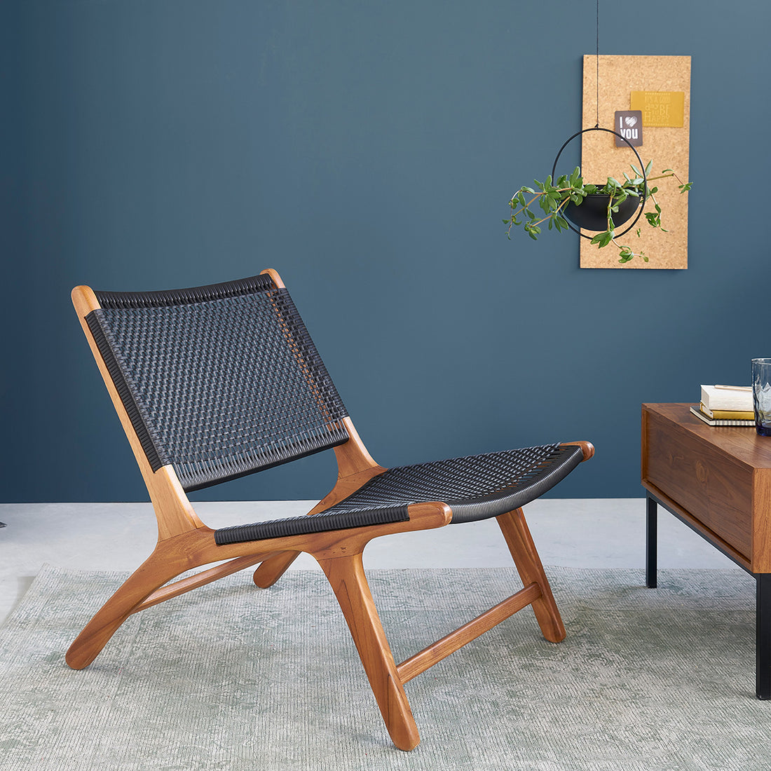LINA - Sillón de teca maciza y tejido