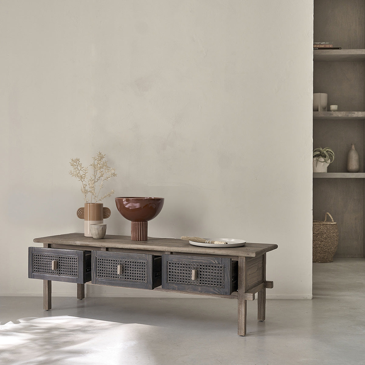 JUNKO - Mueble de TV de madera maciza reciclada 145 cm