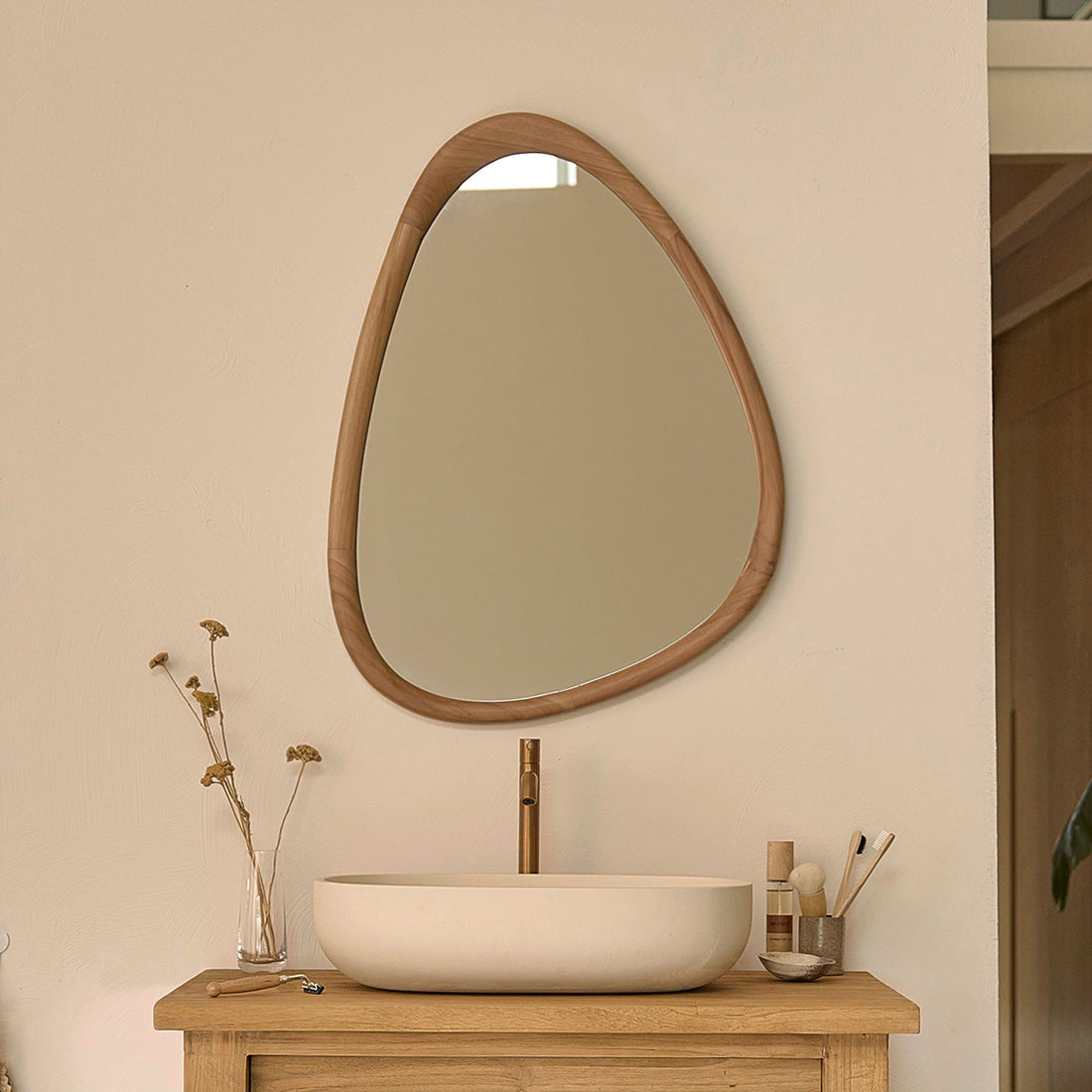 BELIZE - Espejo de teca maciza 75x60 cm