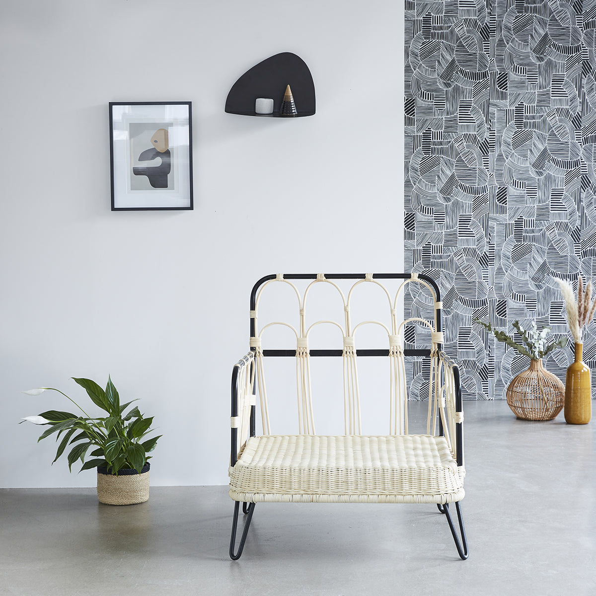 ALBANE - Sillón de ratán y metal