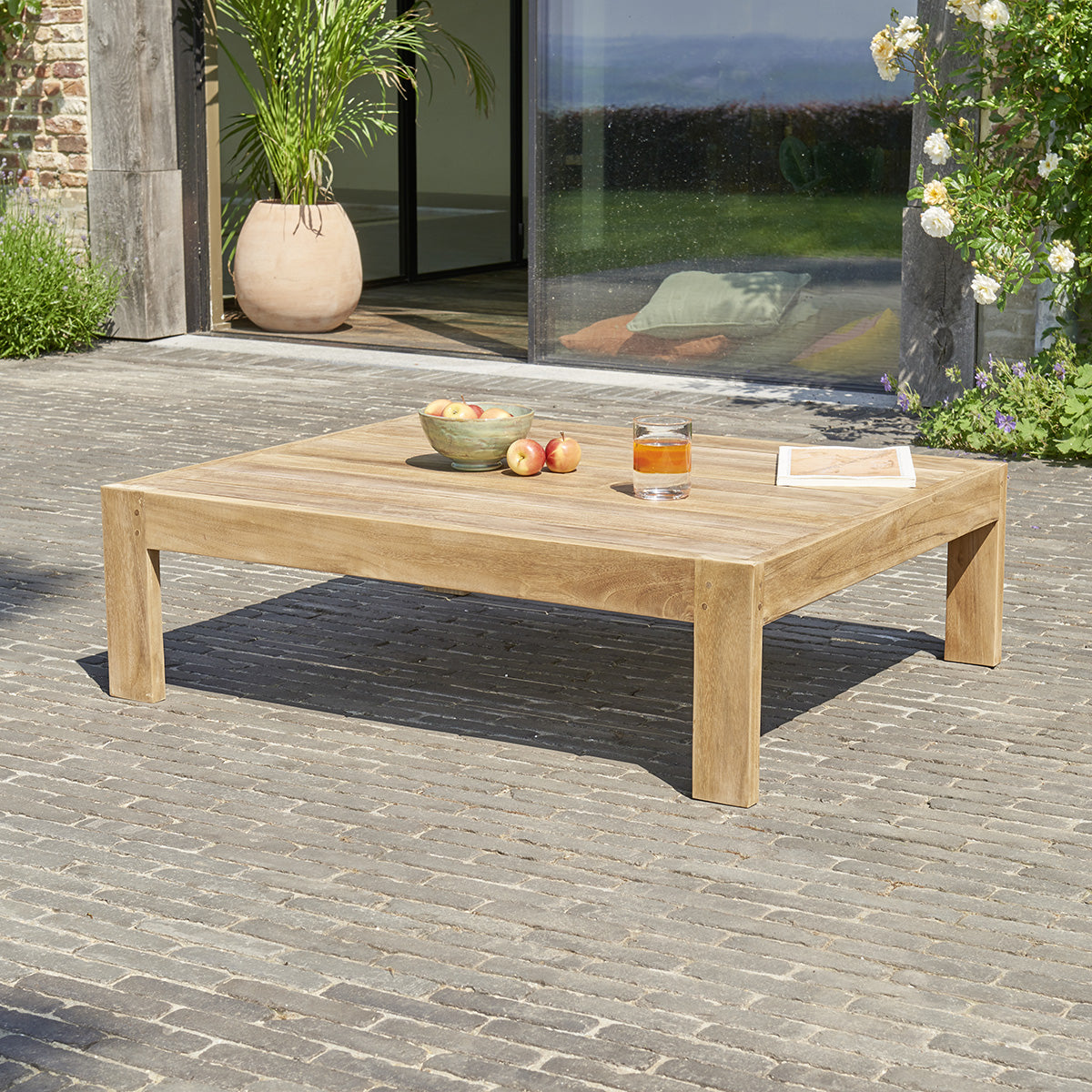 PALMA - Mesa baja de exterior de teca de 102 cm P