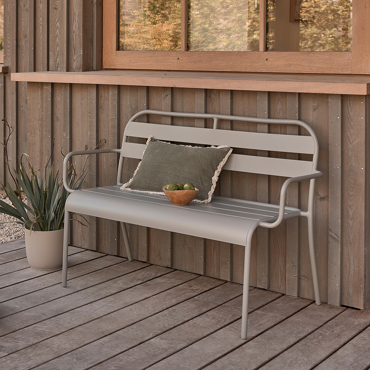 ZÉPHIR - Banco de aluminio gris 118 cm