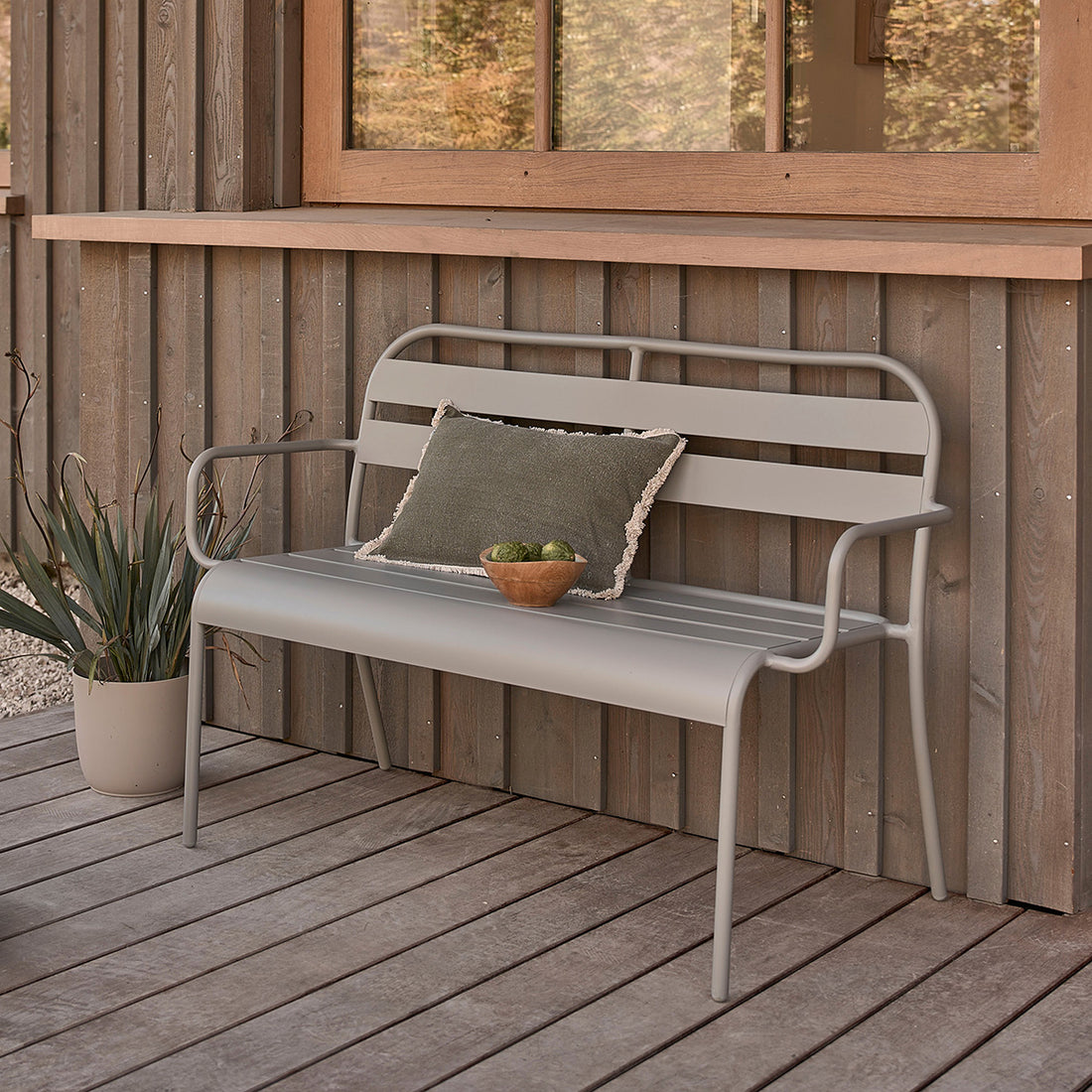 ZÉPHIR - Banco de aluminio gris 118 cm