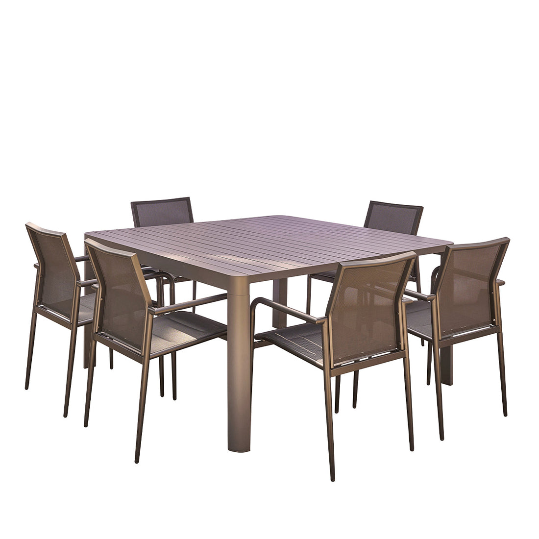 LAGON - Conjunto de muebles de jardín de aluminio extensible gris para 6/8 pers.