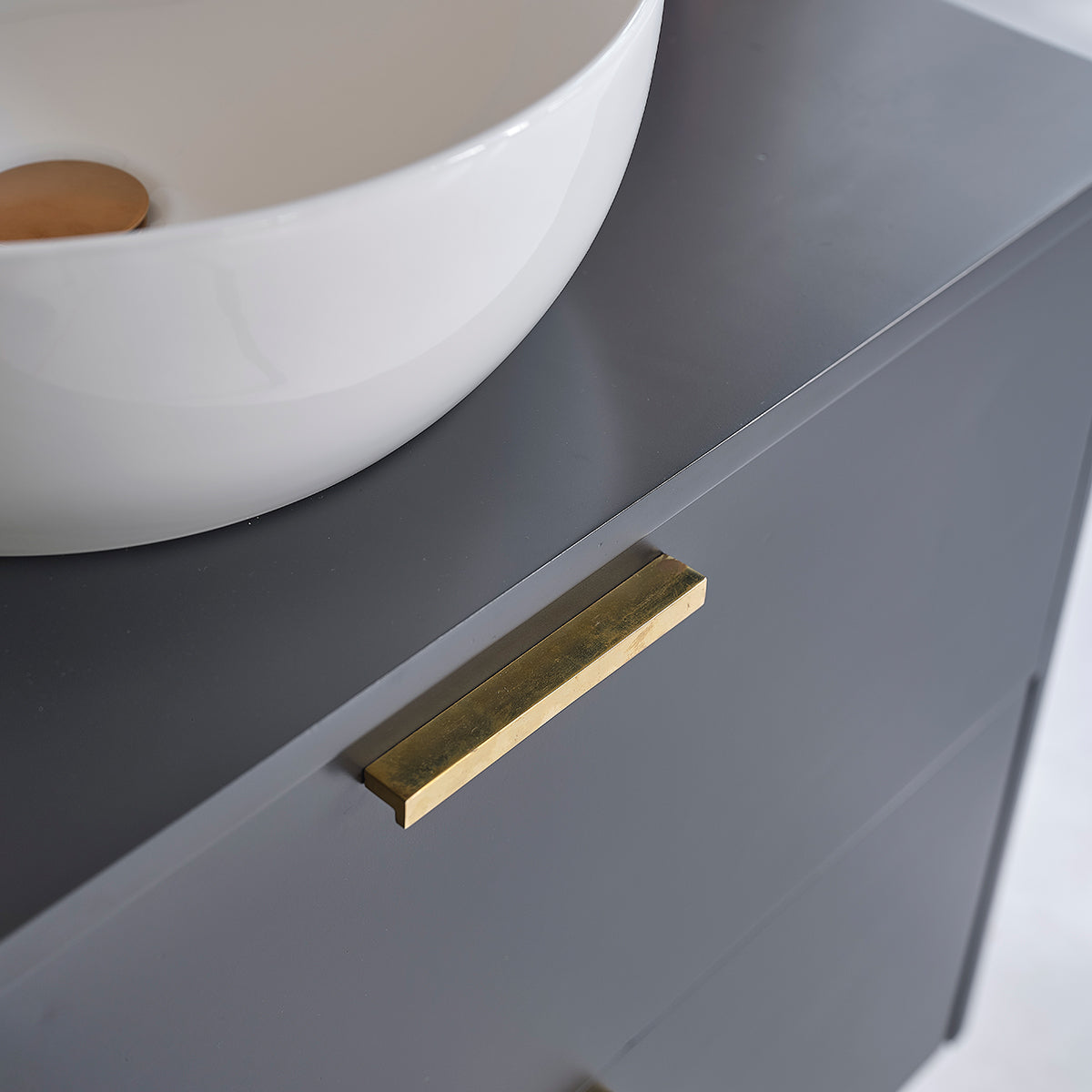 LUNA - Mueble suspendido para lavabo de acacia maciza negra de 80 cm