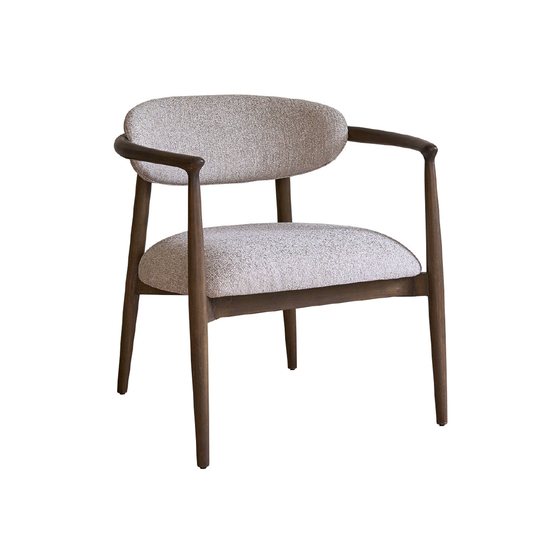 CÔME - Sillón de madera maciza y tejido con textura beige chiné