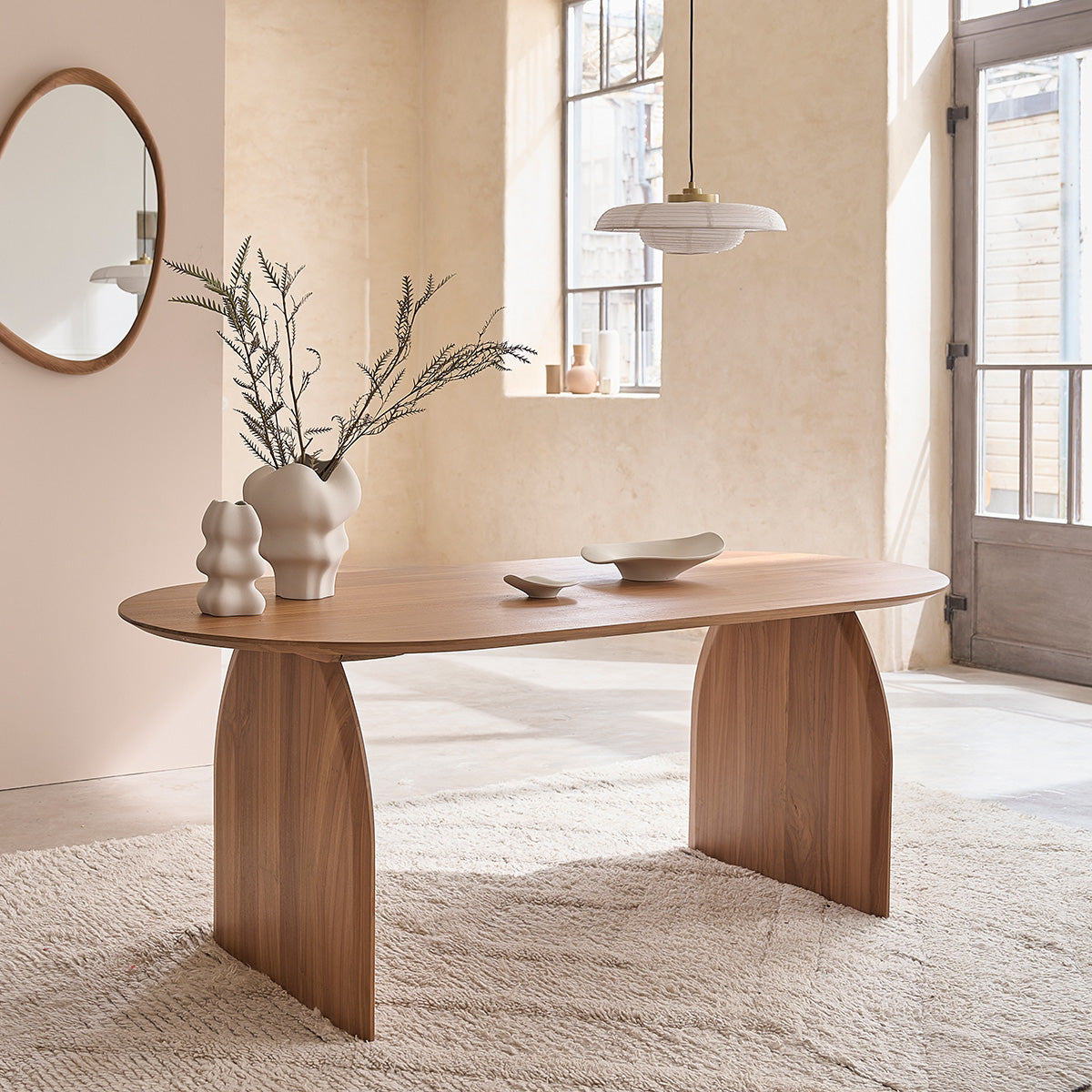 LÉONIE - Mesa de teca maciza para 6/8 pers.