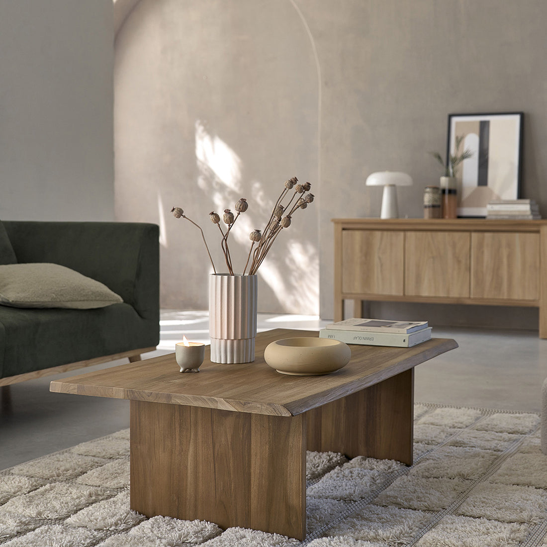 BOSTON - Mesa de centro de teca maciza 120 cm