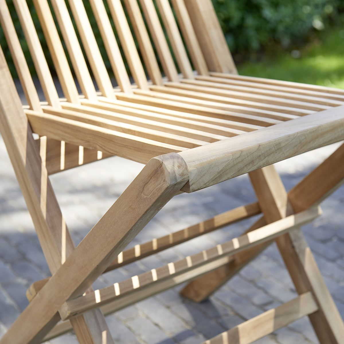 MIDLAND - Silla de exterior plegable de teca maciza (juego de 2)