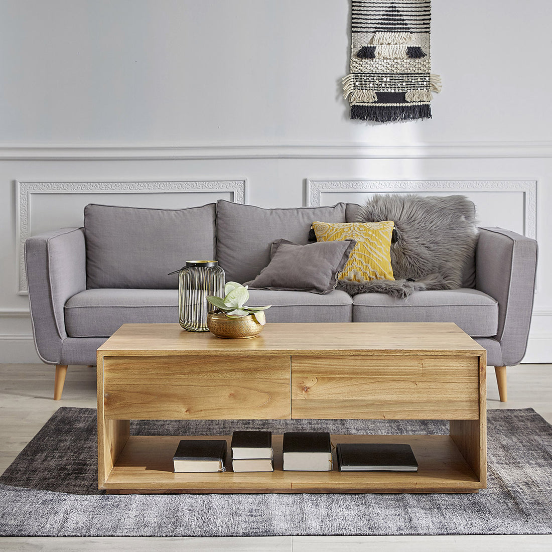 TILO - Mesa de centro de mindi macizo 120 cm