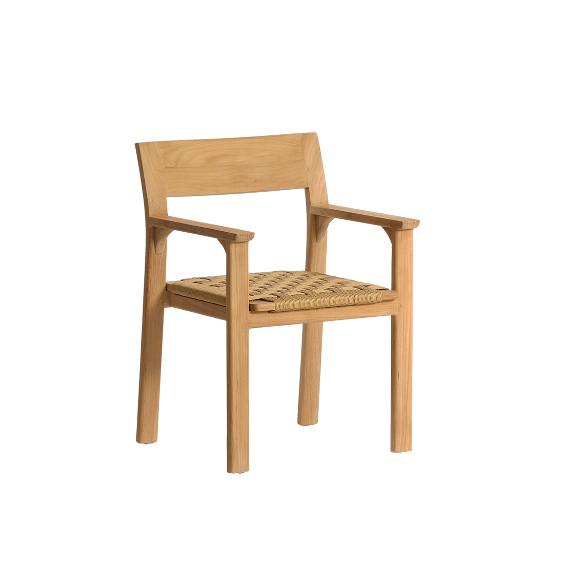 PIANA - Sillón de jardín de teca maciza y ratán