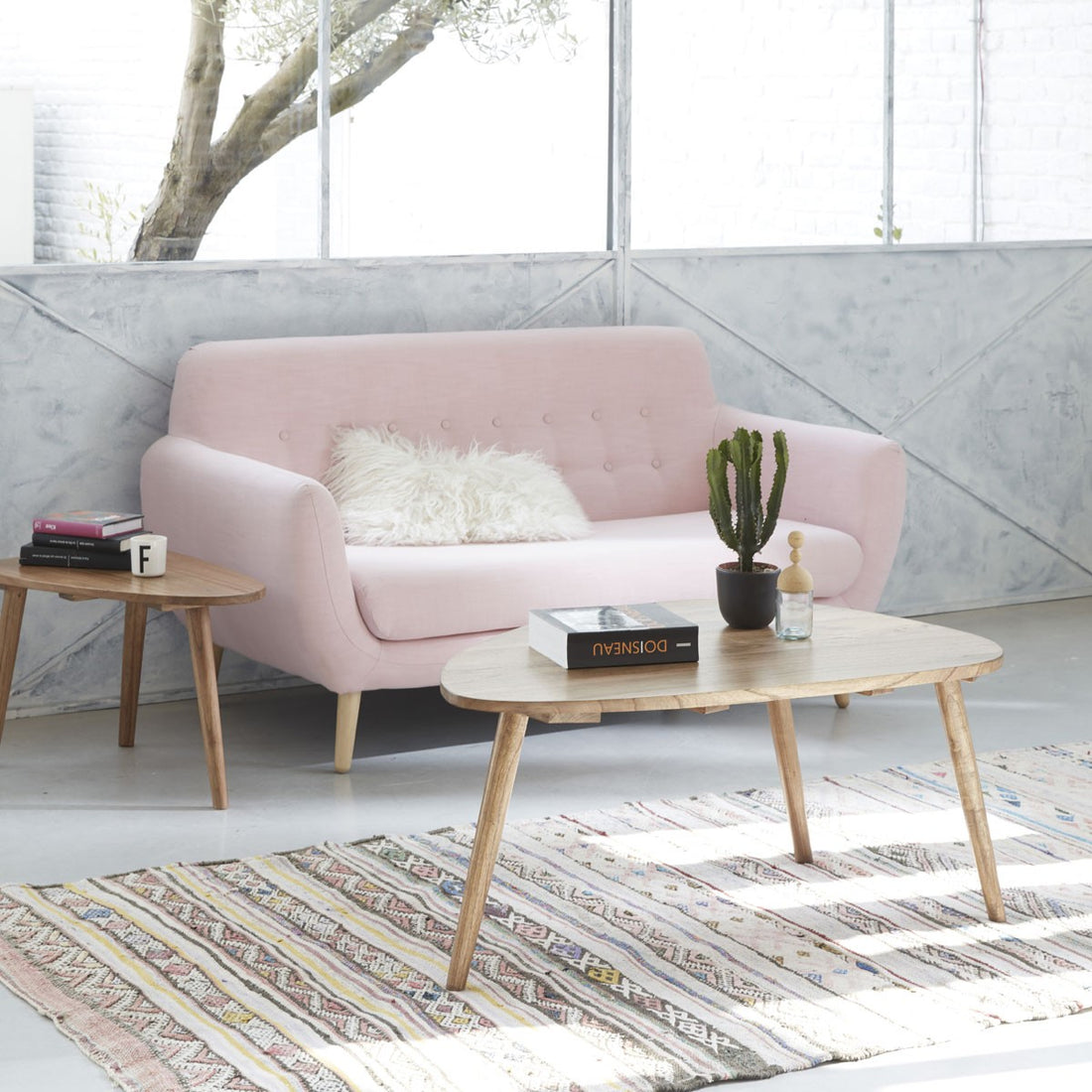 ODDA - Mesa de centro de mindi macizo 100 cm