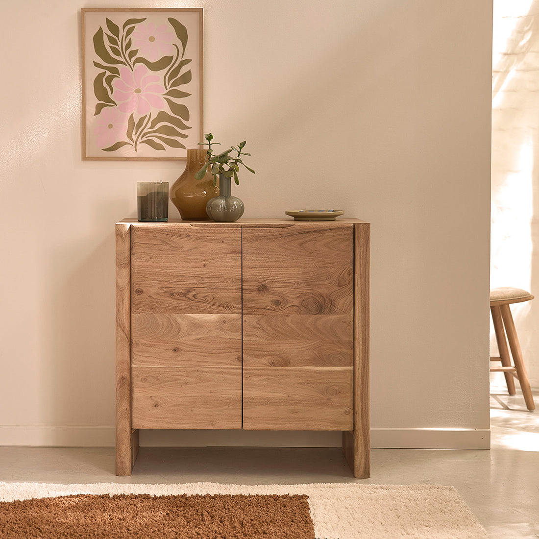 CALI - Aparador de acacia maciza de 80 cm