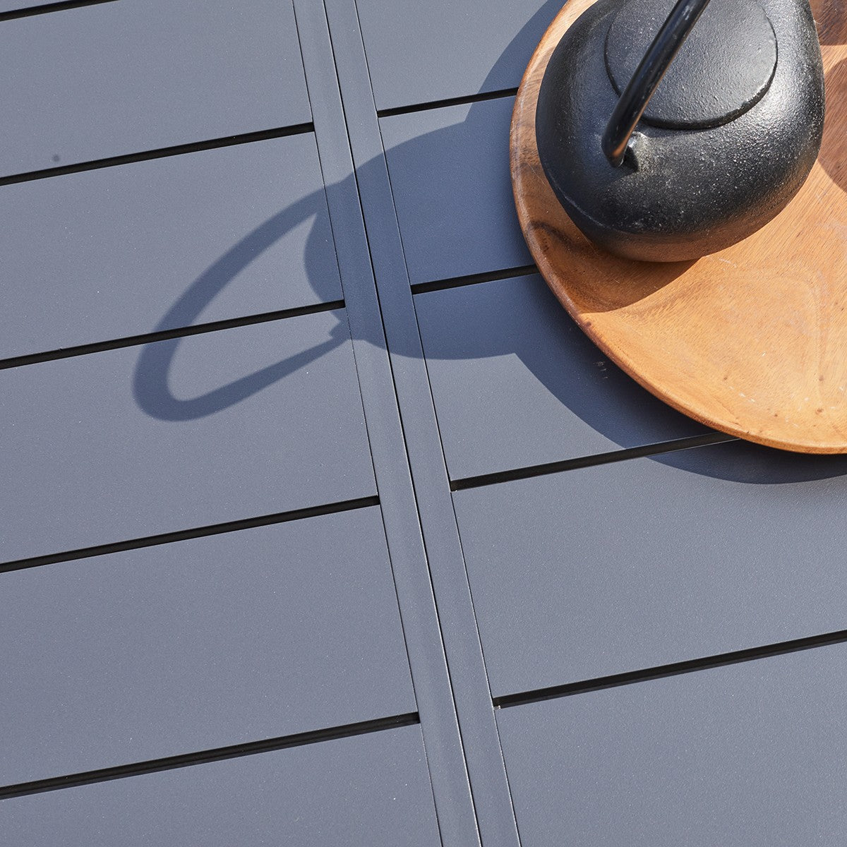 MODULO - Mesa de exterior extensible de aluminio gris para 6/10 pers.