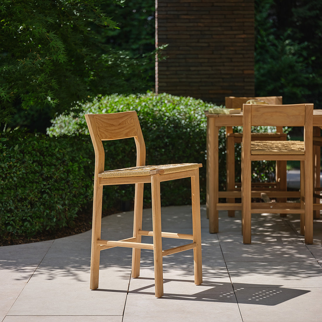 PIANA - Silla de bar de jardín de teca maciza de primera calidad