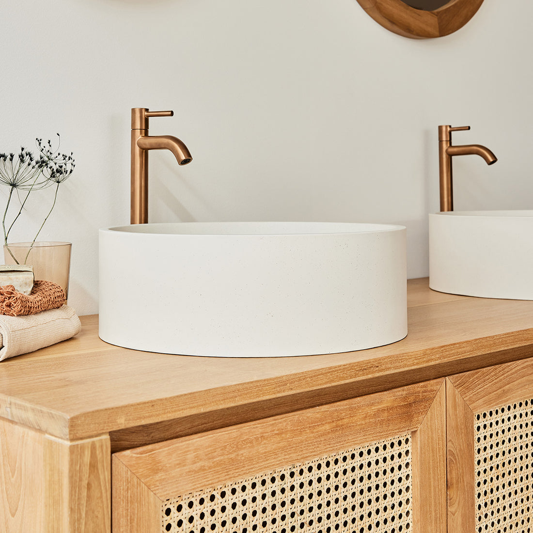 LENA - Lavabo de hormigón beige Ø37 cm