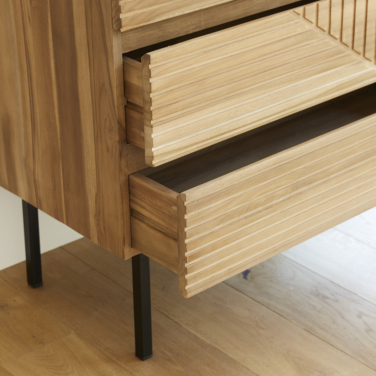 PORTLAND - Cómoda de teca maciza 95 cm