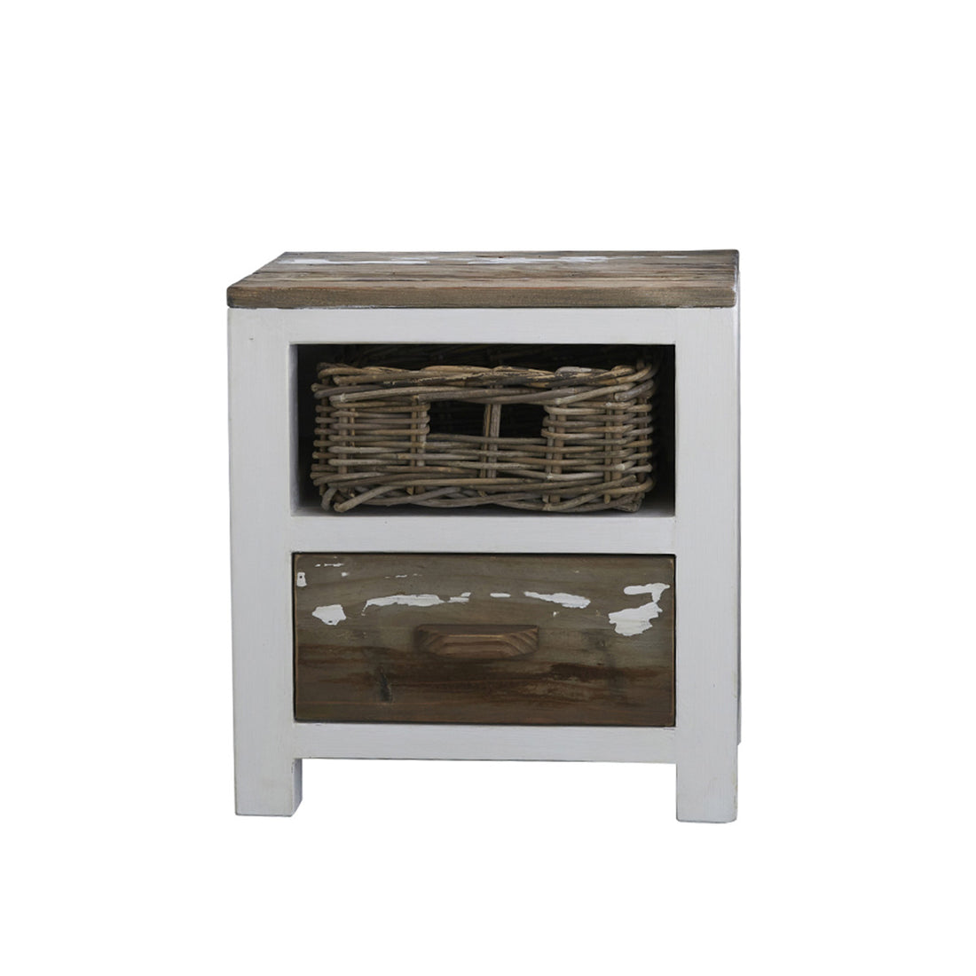 HONFLEUR - Mesita de noche de madera maciza reciclada 45 cm