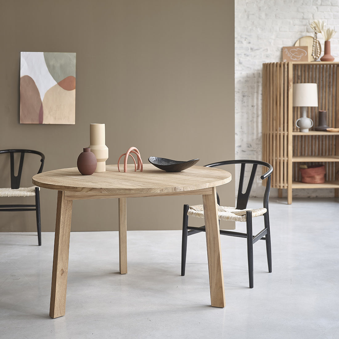 ALDO - Mesa redonda de teca maciza para 4 pers.