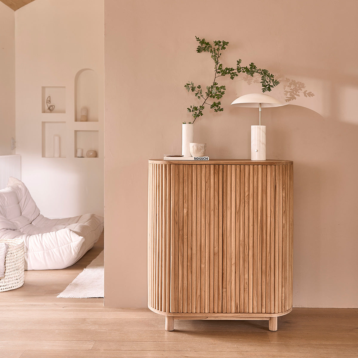 COLINE - Barra de bar de teca maciza de 90 cm