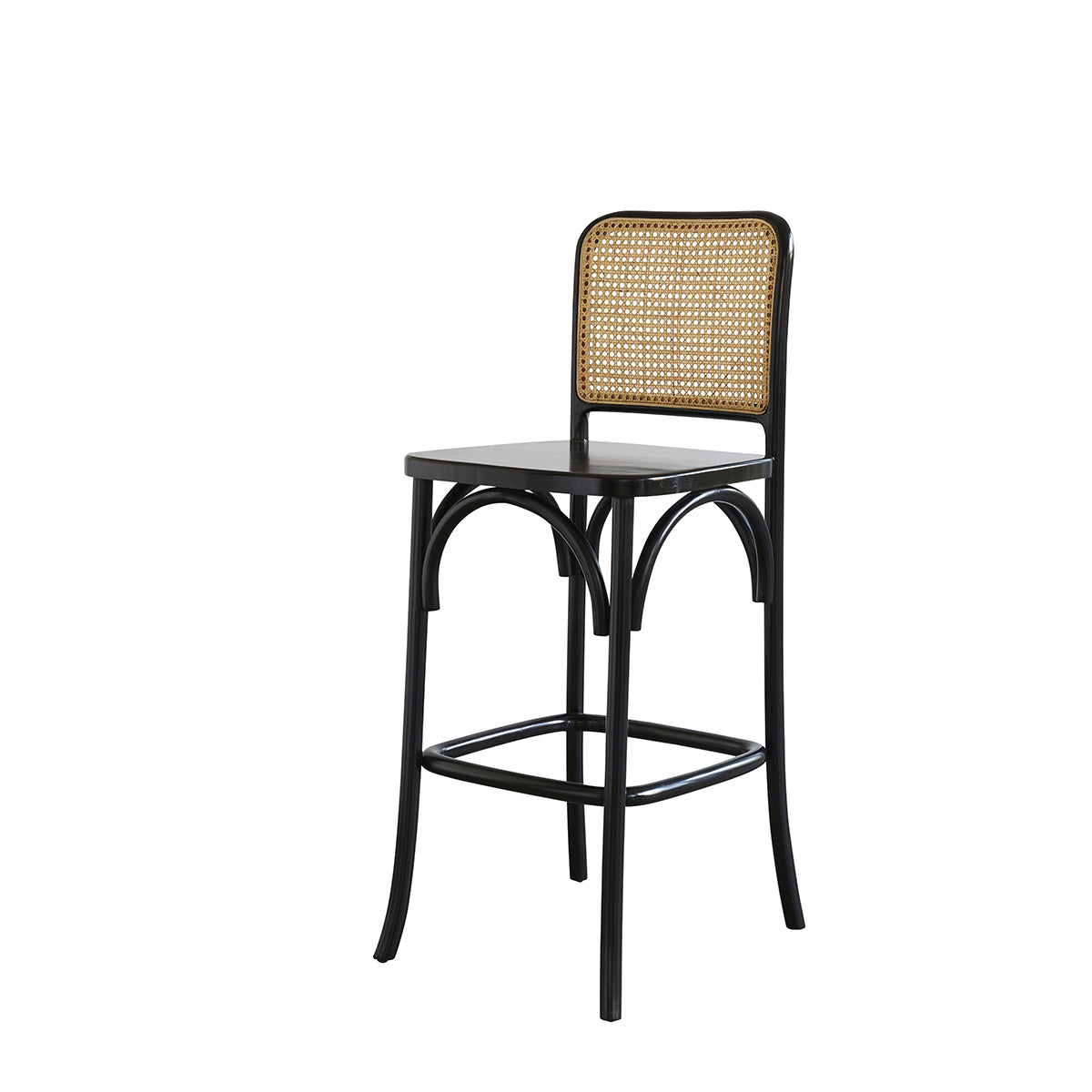 ARON - Taburete de caoba maciza y rejilla