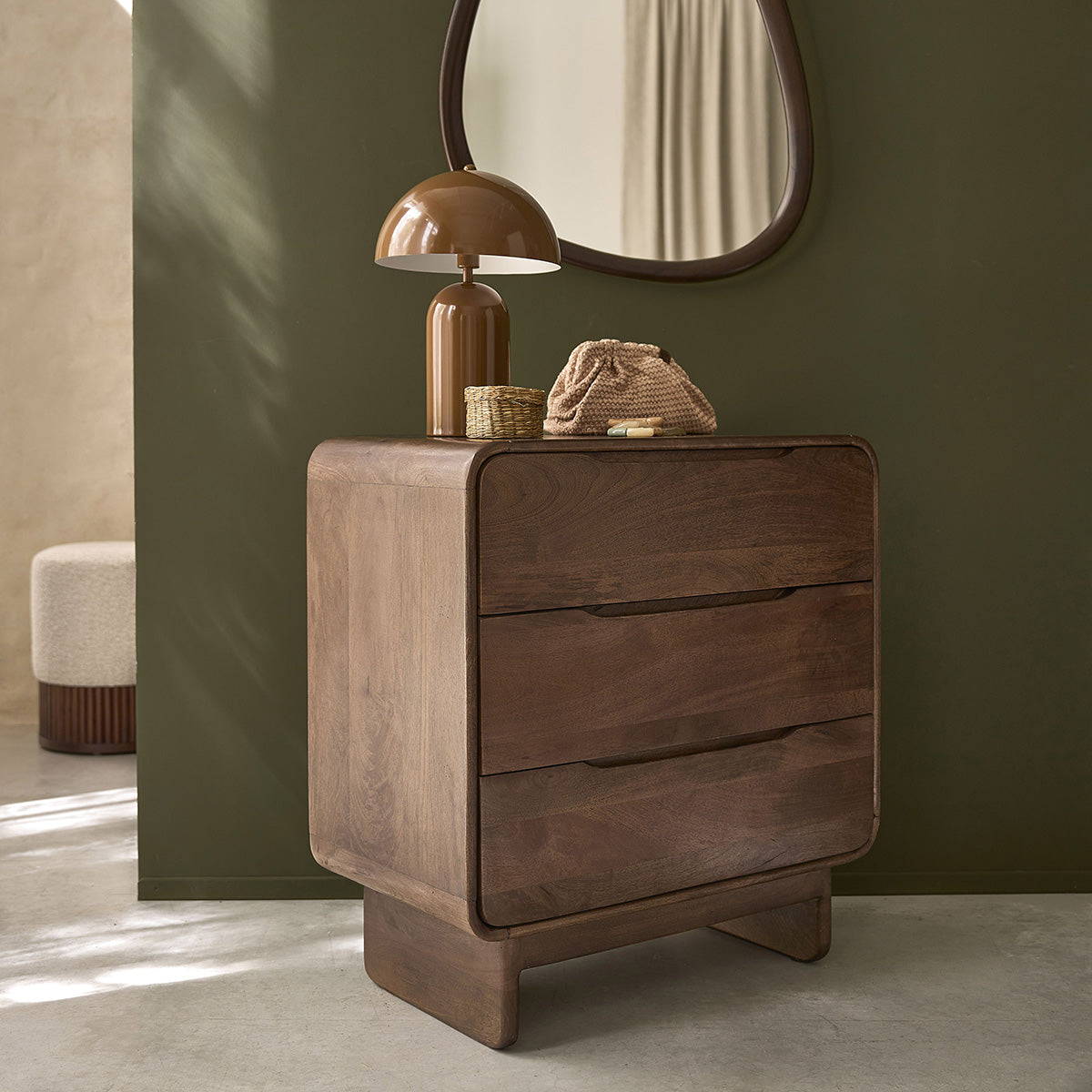 SOFIA - Cómoda de madera maciza de mango, 70 cm